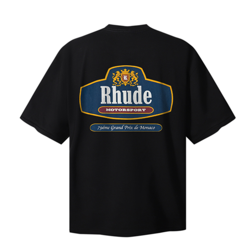 Rhude Racing Crest Tee 'Black' - DesignerGu