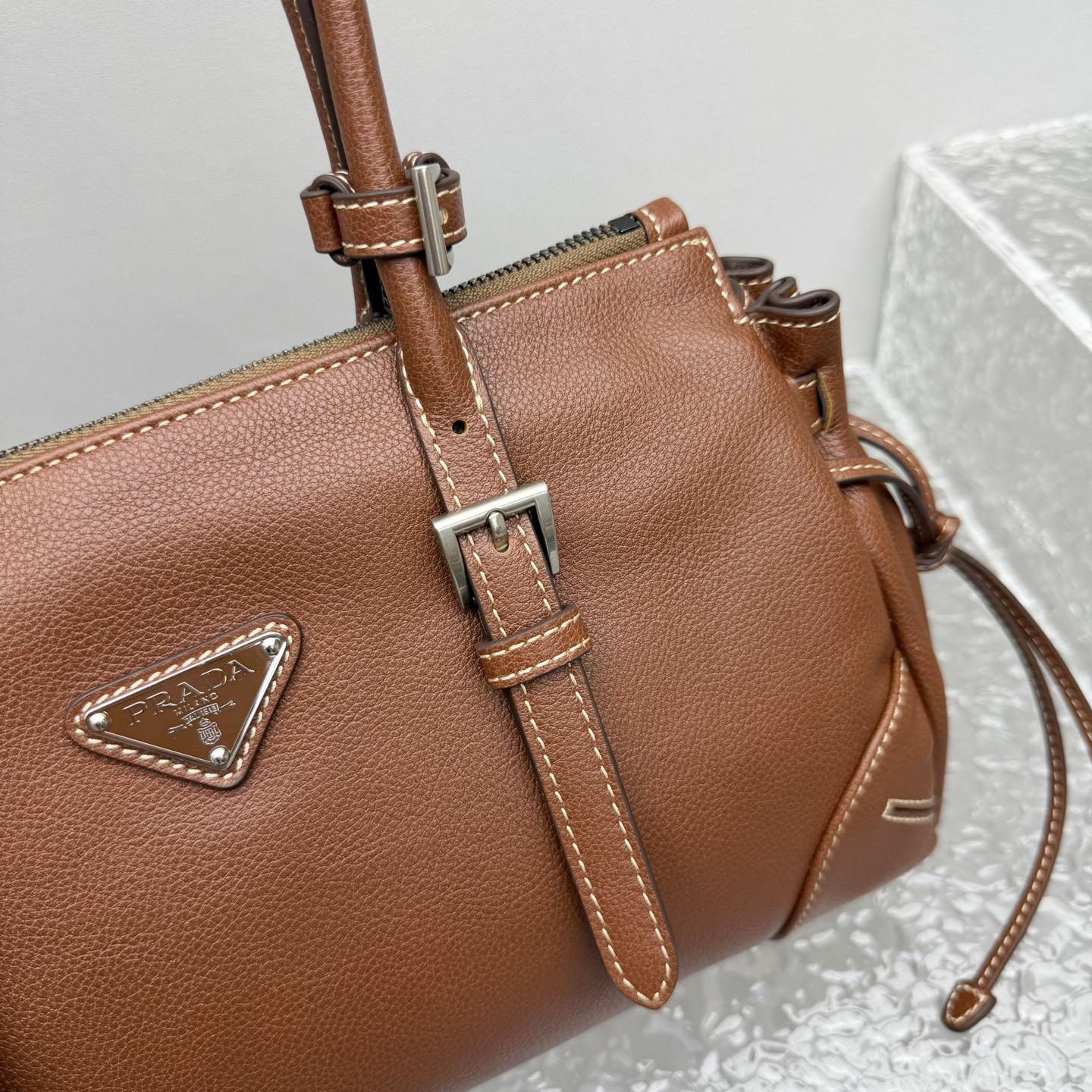 Prada Bonnie Medium Antiqued Leather Tote Bag - DesignerGu