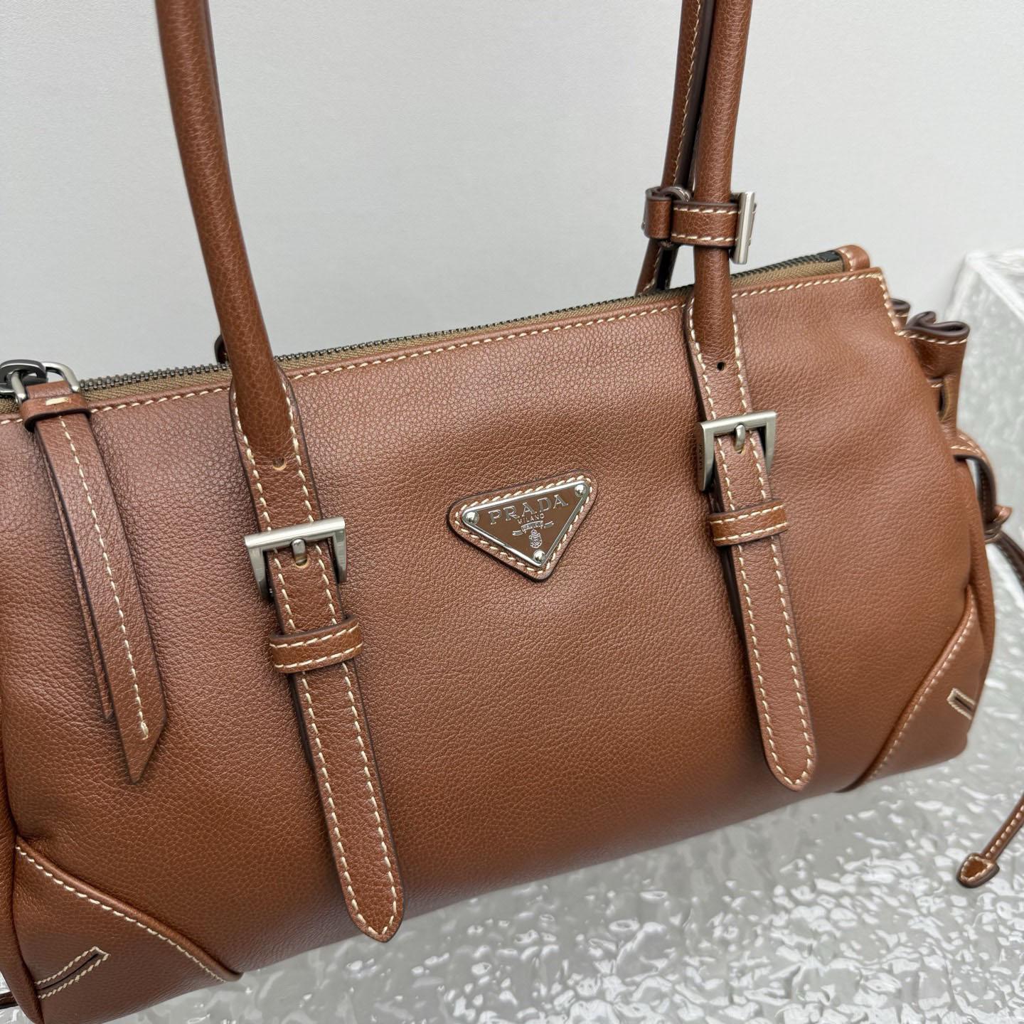 Prada Bonnie Medium Antiqued Leather Tote Bag - DesignerGu