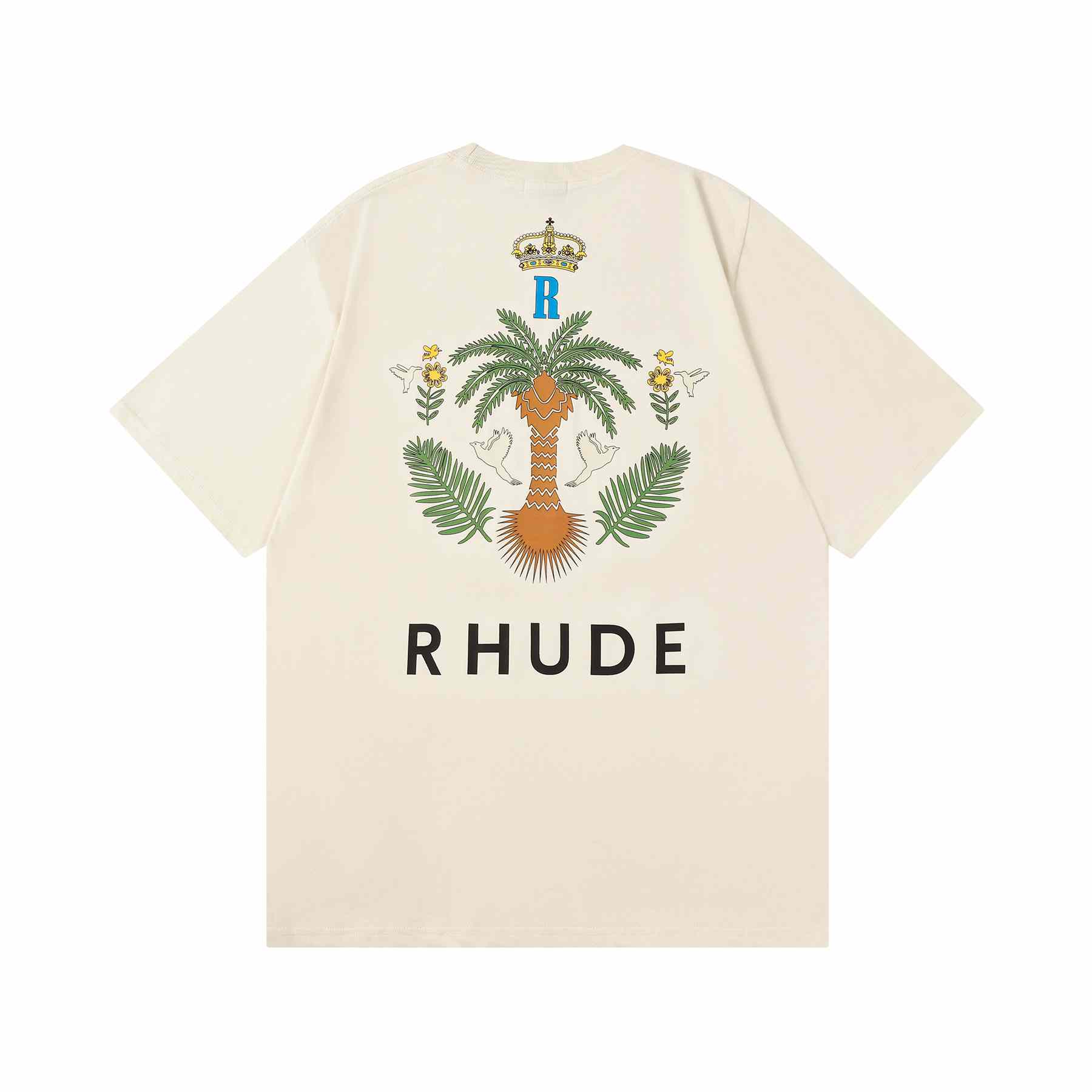 Rhude Las Palmas Logo Print Cotton Jersey T-Shirt - DesignerGu