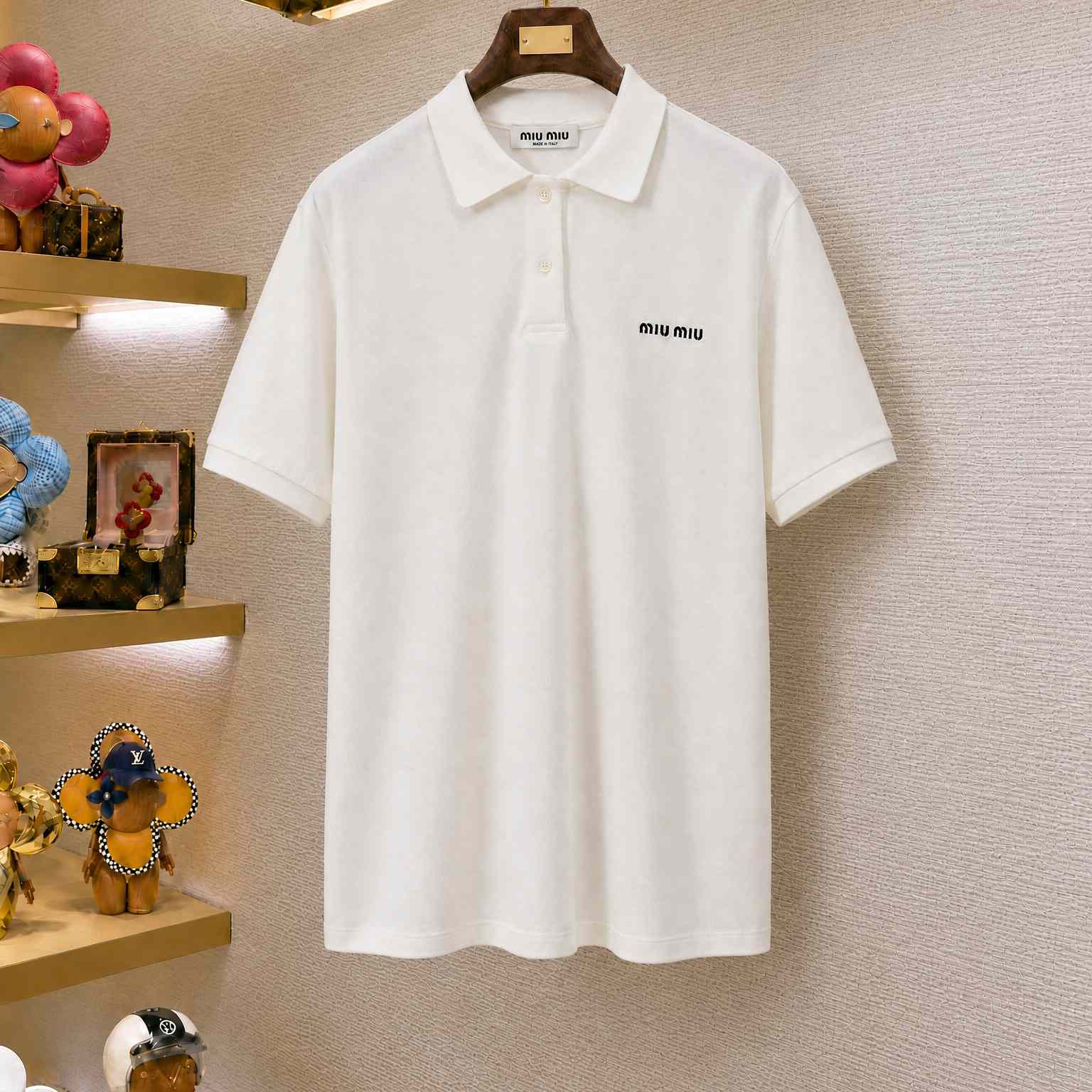 Miu Miu Cotton Piqué Polo Shirt - DesignerGu