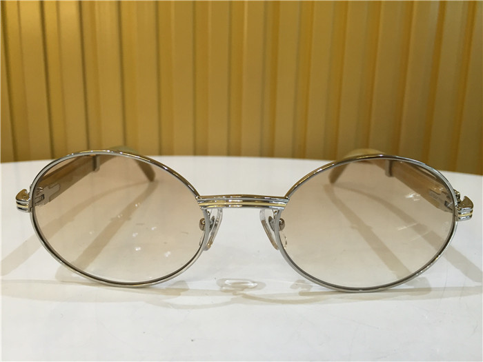 Cartier 7550178 55-22 White Curve Cattle Horn Sunglasses In Silver Brown - 