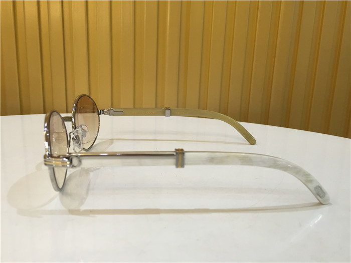Cartier 7550178 55-22 White Curve Cattle Horn Sunglasses In Silver Brown - 