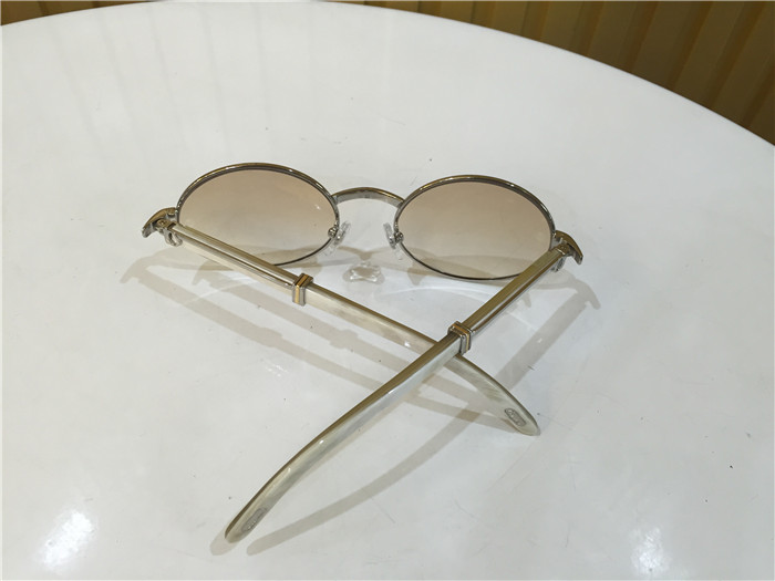 Cartier 7550178 55-22 White Curve Cattle Horn Sunglasses In Silver Brown - 