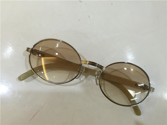 Cartier 7550178 55-22 White Curve Cattle Horn Sunglasses In Silver Brown - 