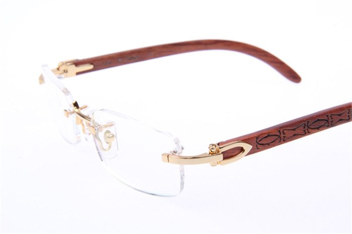 Cartier 3524013 Wood Eyeglasses In Gold - 