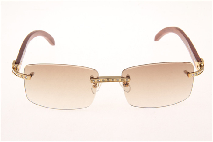 Cartier 3524012 Diamond Wood Sunglasses In Gold With Brown Gradient Lens - 