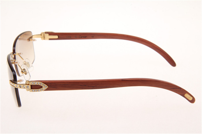 Cartier 3524012 Diamond Wood Sunglasses In Gold With Brown Gradient Lens - 