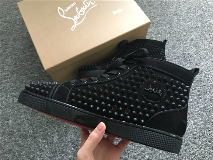 Limited Version Christian Louboutin Louis Spikes Black Orlato Suede Sneakers - DesignerGu