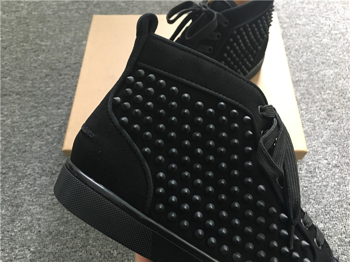 Limited Version Christian Louboutin Louis Spikes Black Orlato Suede Sneakers - DesignerGu