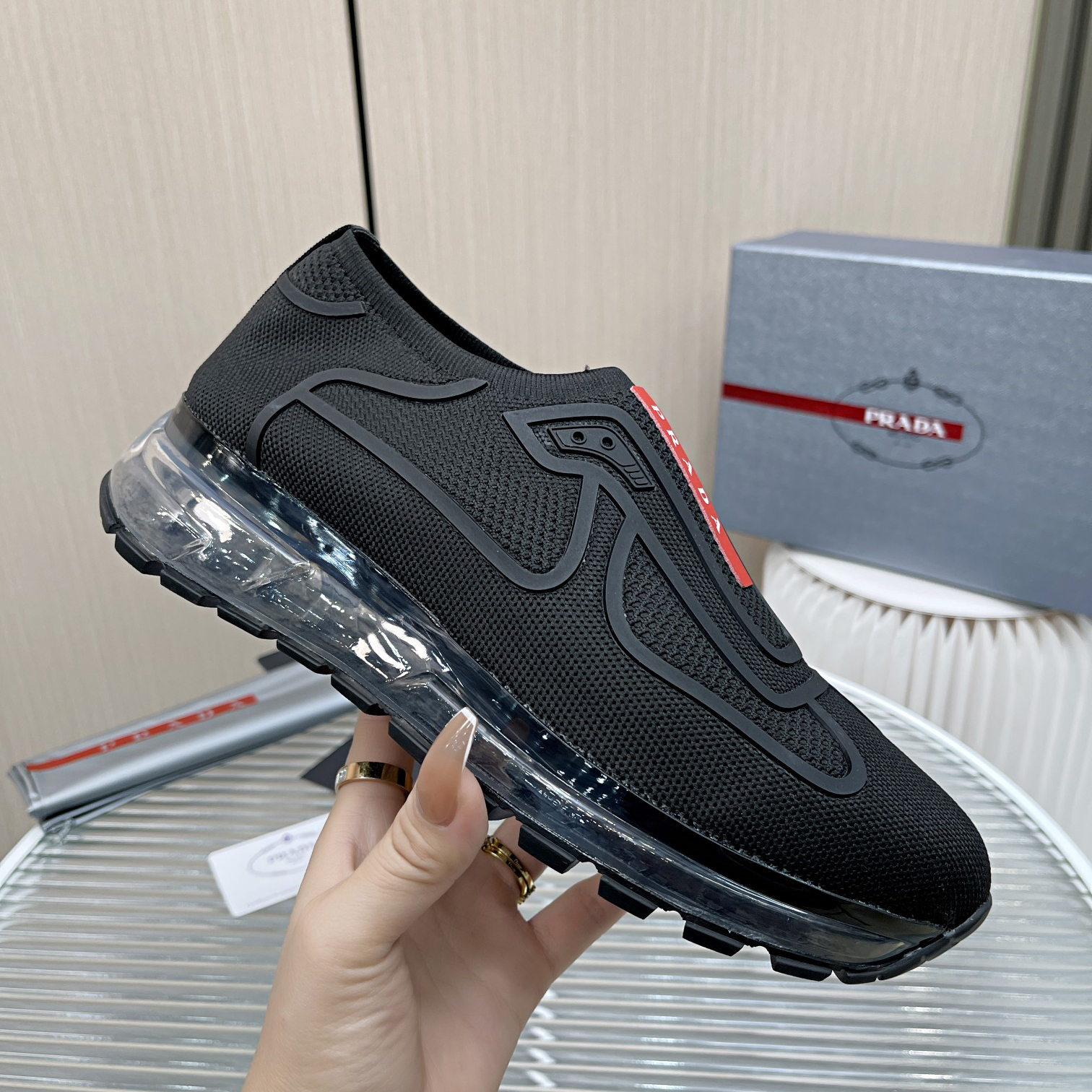 Prada Logo Sneakers In Black - 