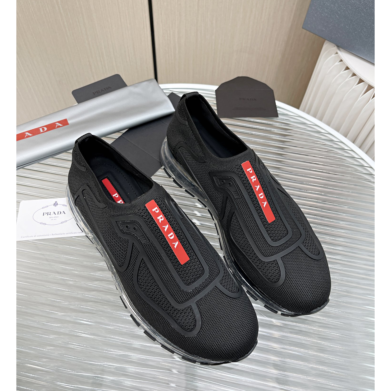 Prada Logo Sneakers In Black - 