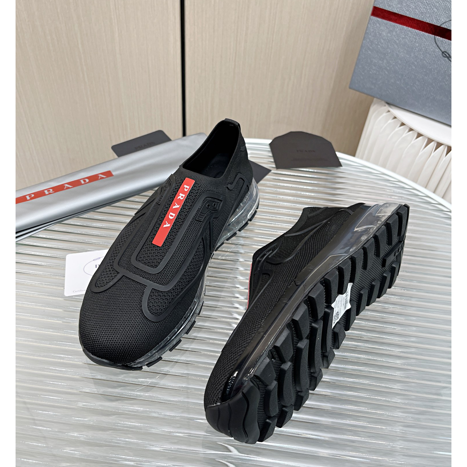 Prada Logo Sneakers In Black - 