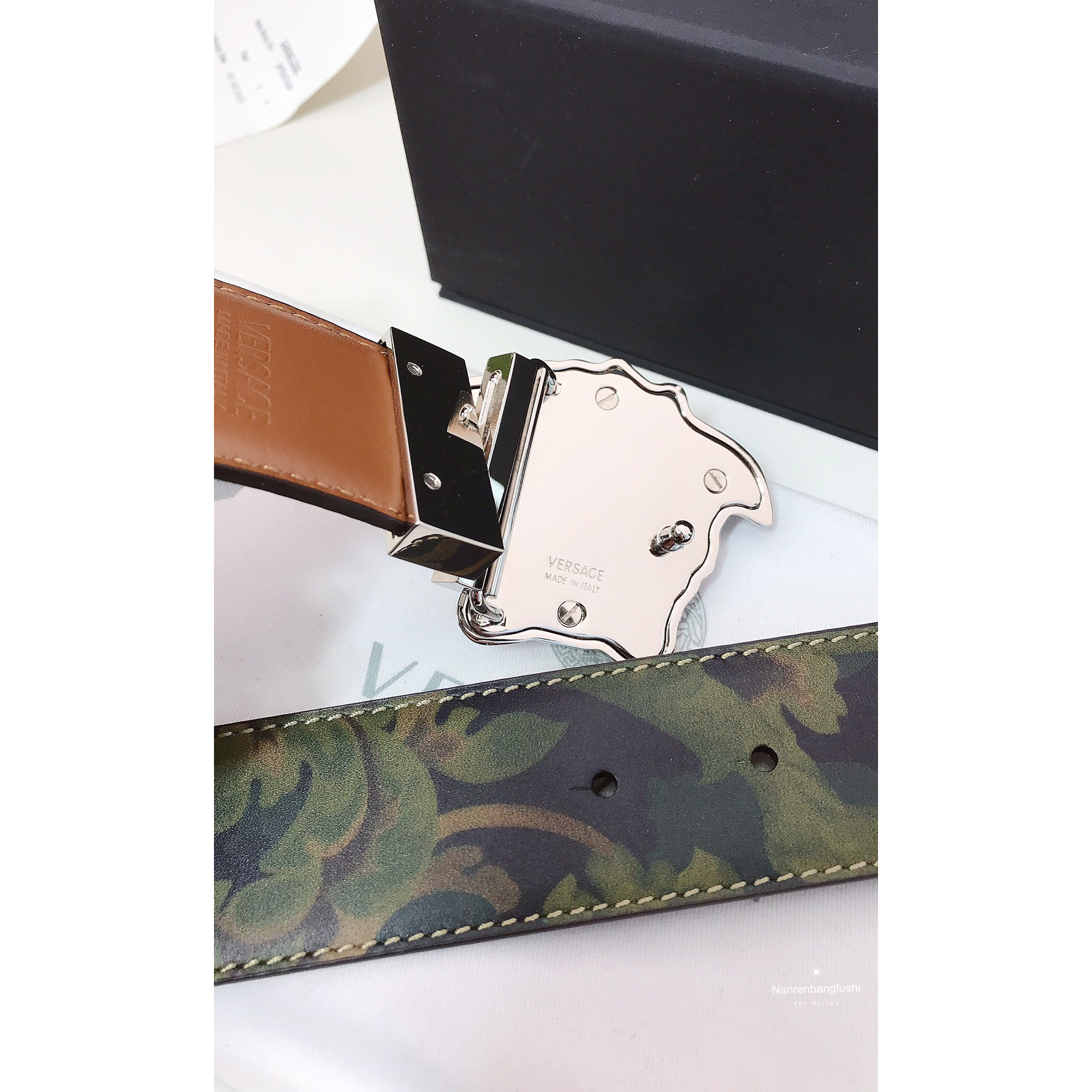Versace Barocco Print Palazzo 40 MM Belt  - 