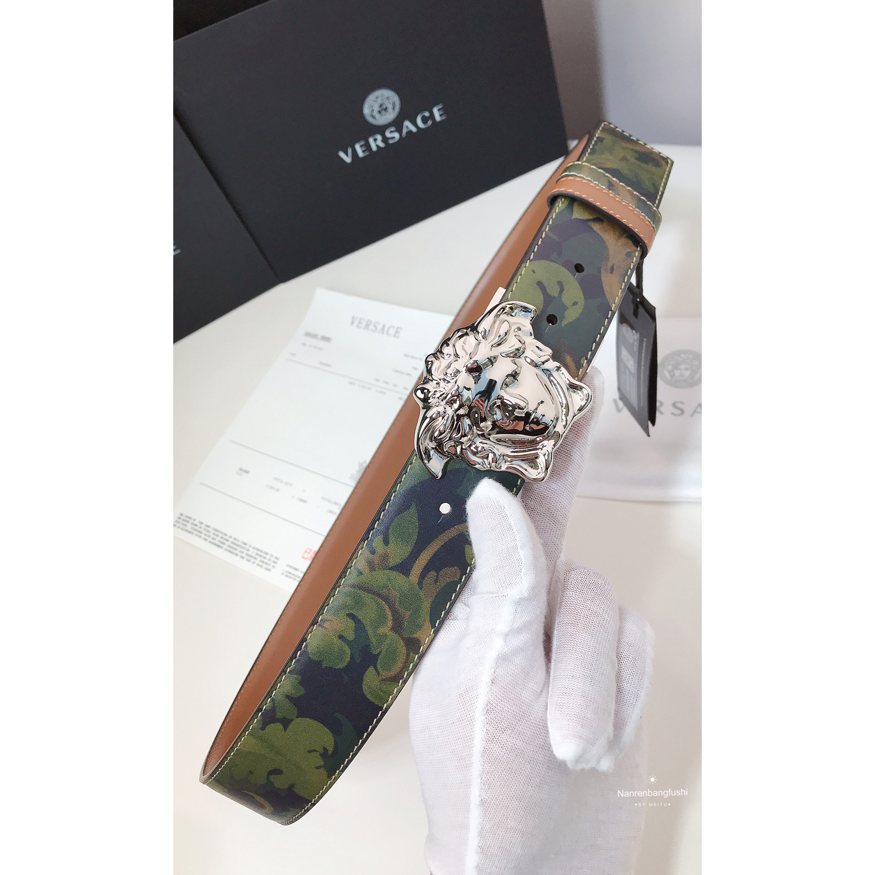 Versace Barocco Print Palazzo 40 MM Belt  - 