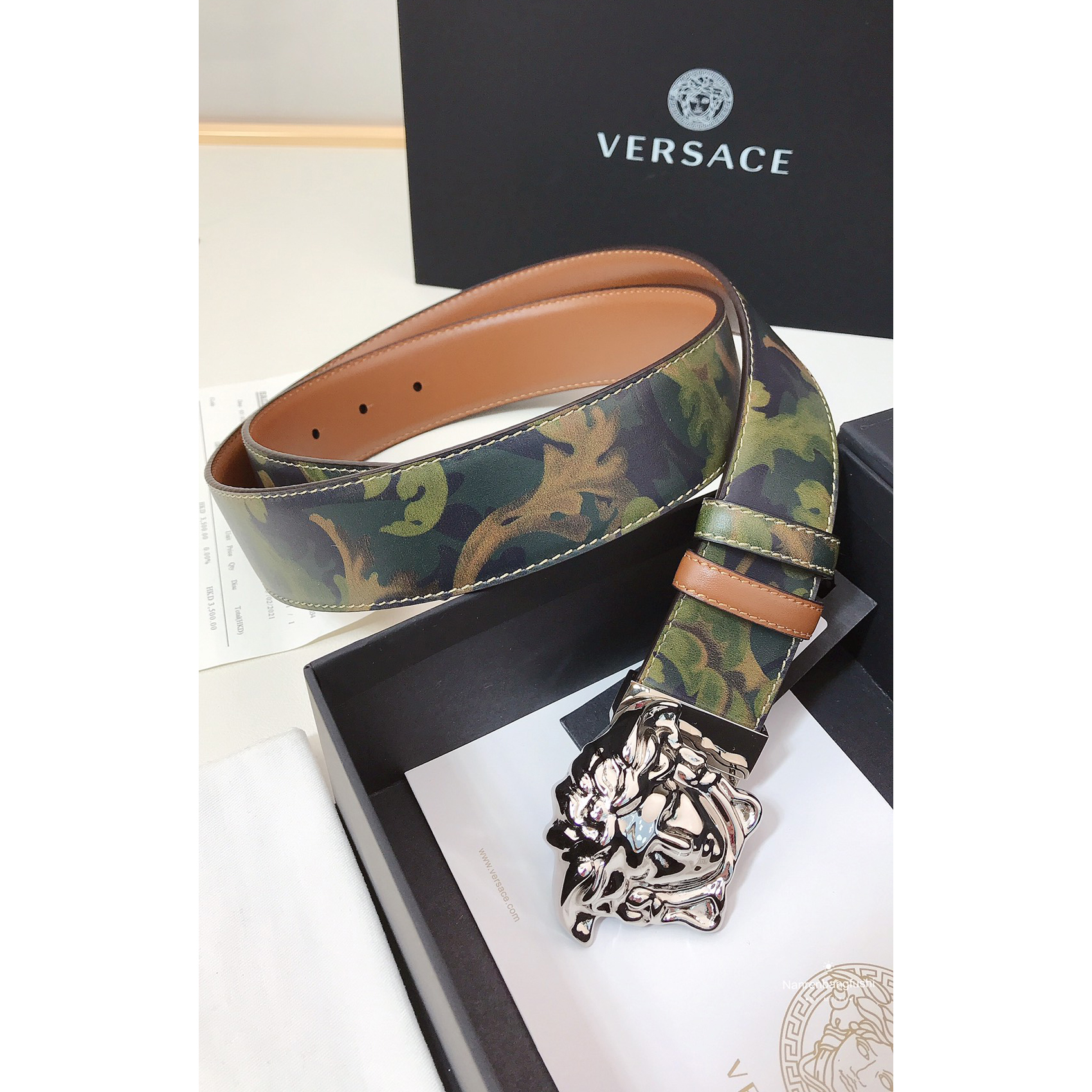 Versace Barocco Print Palazzo 40 MM Belt  - 