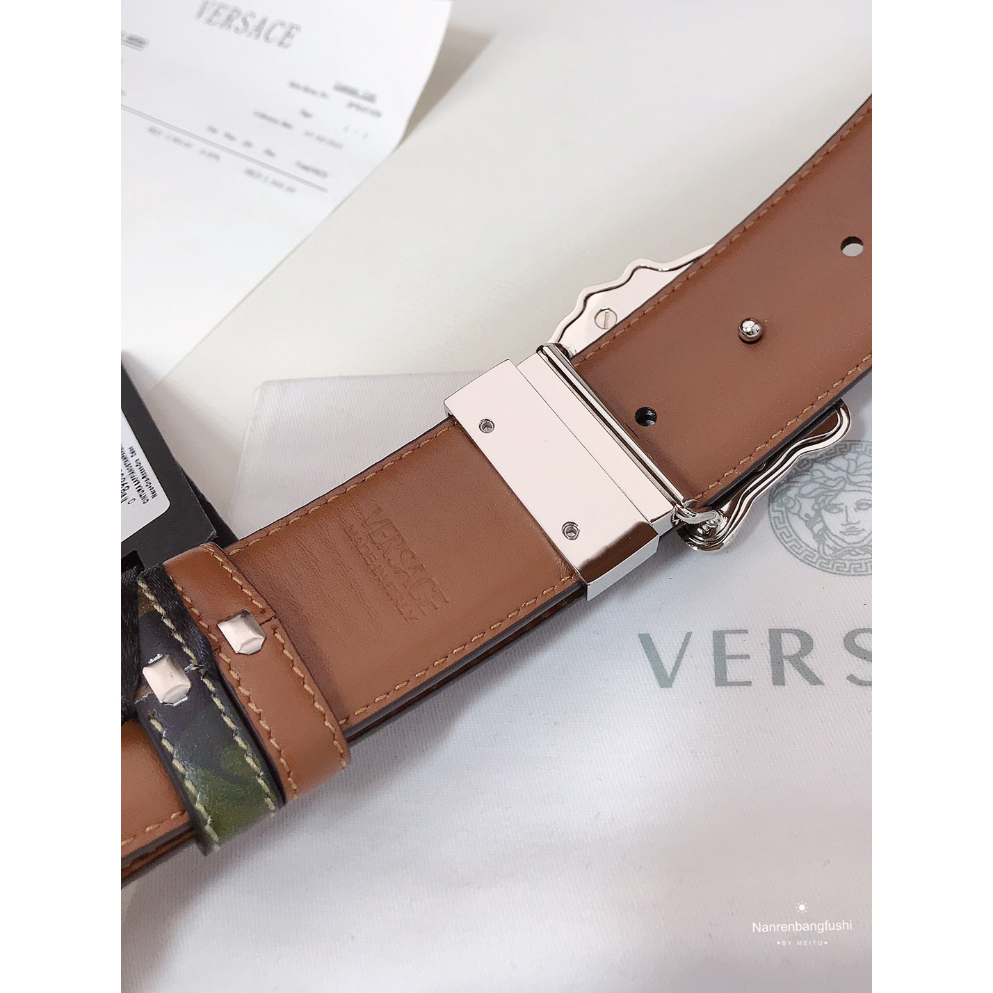 Versace Barocco Print Palazzo 40 MM Belt  - 