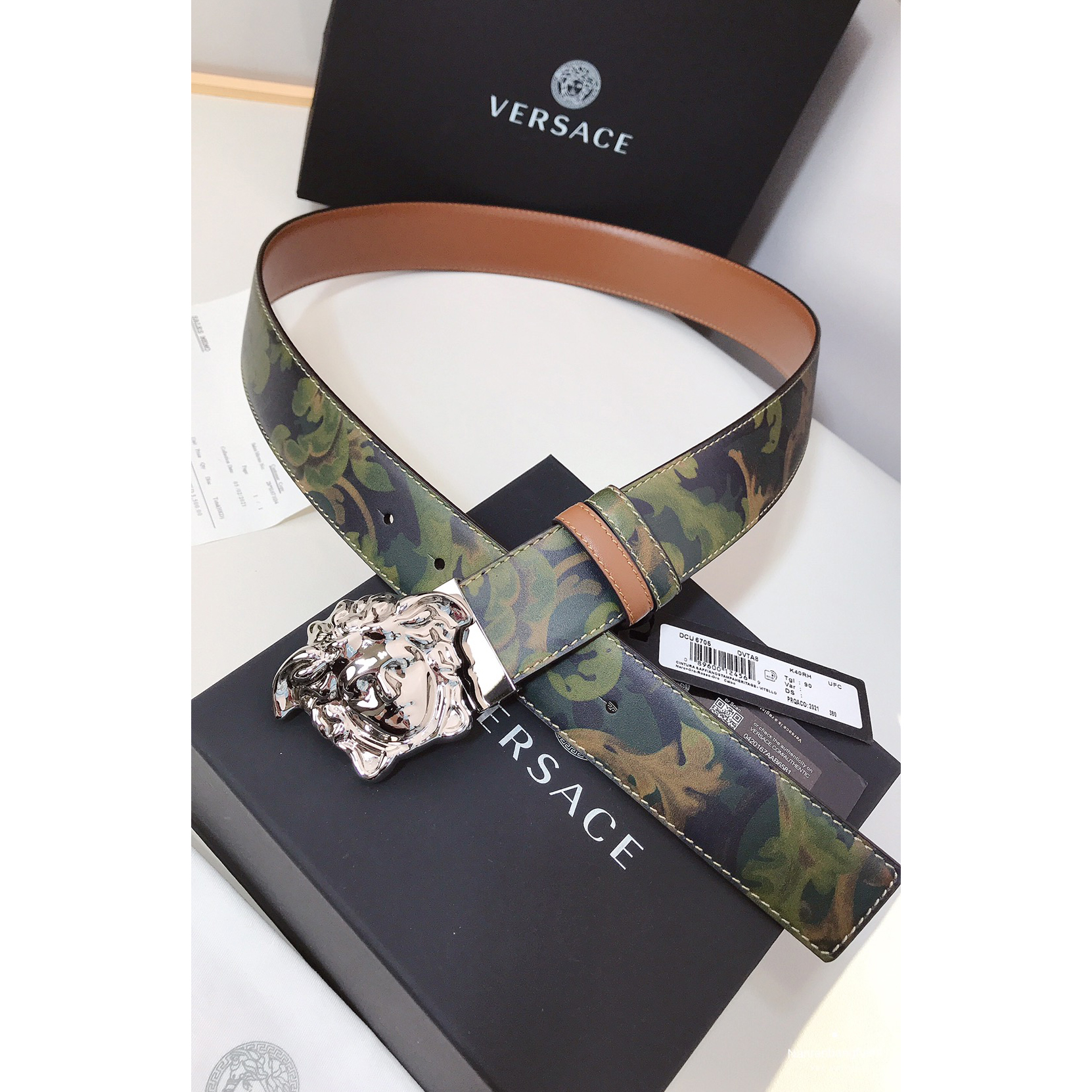 Versace Barocco Print Palazzo 40 MM Belt  - 