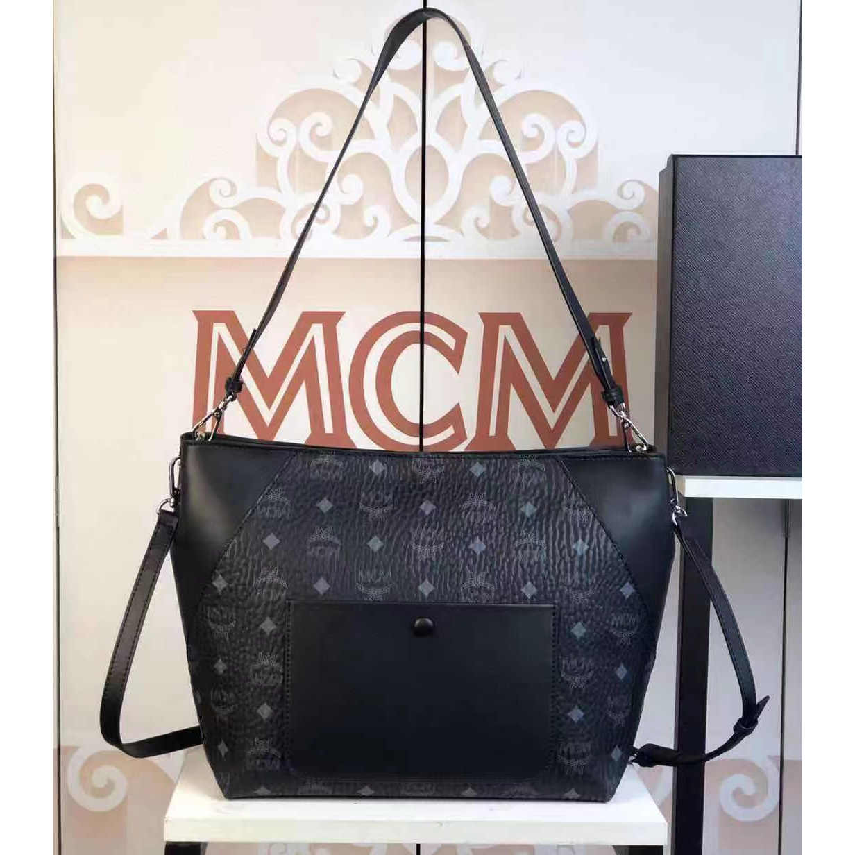 MCM Monogram Print Tote Bag(28-25-14cm) - 