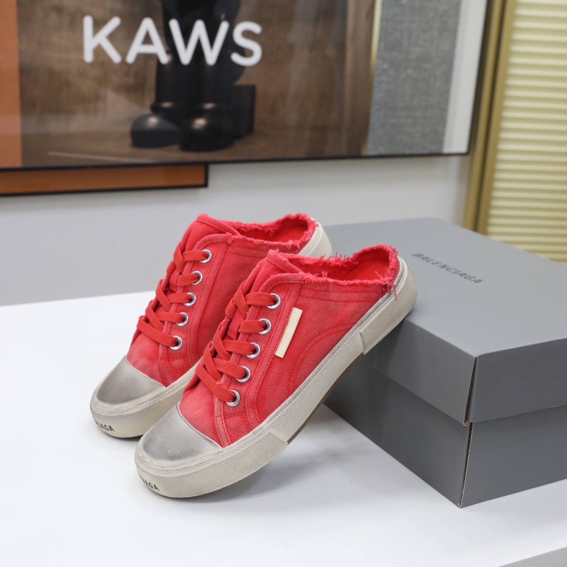 Balenciaga Men's Paris Sneaker Mule In Red - 