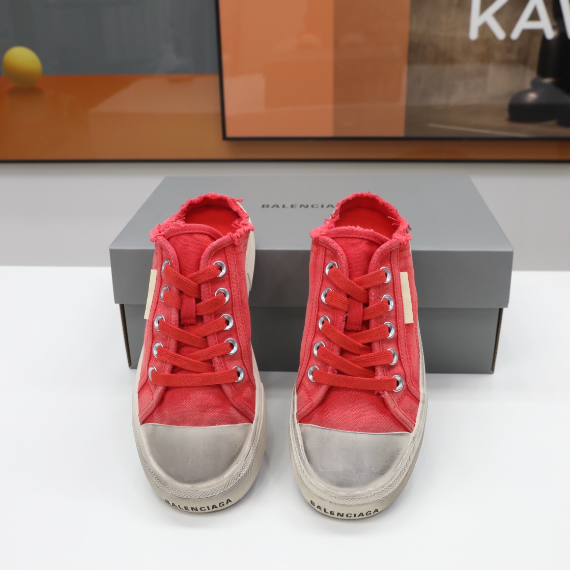 Balenciaga Men's Paris Sneaker Mule In Red - 