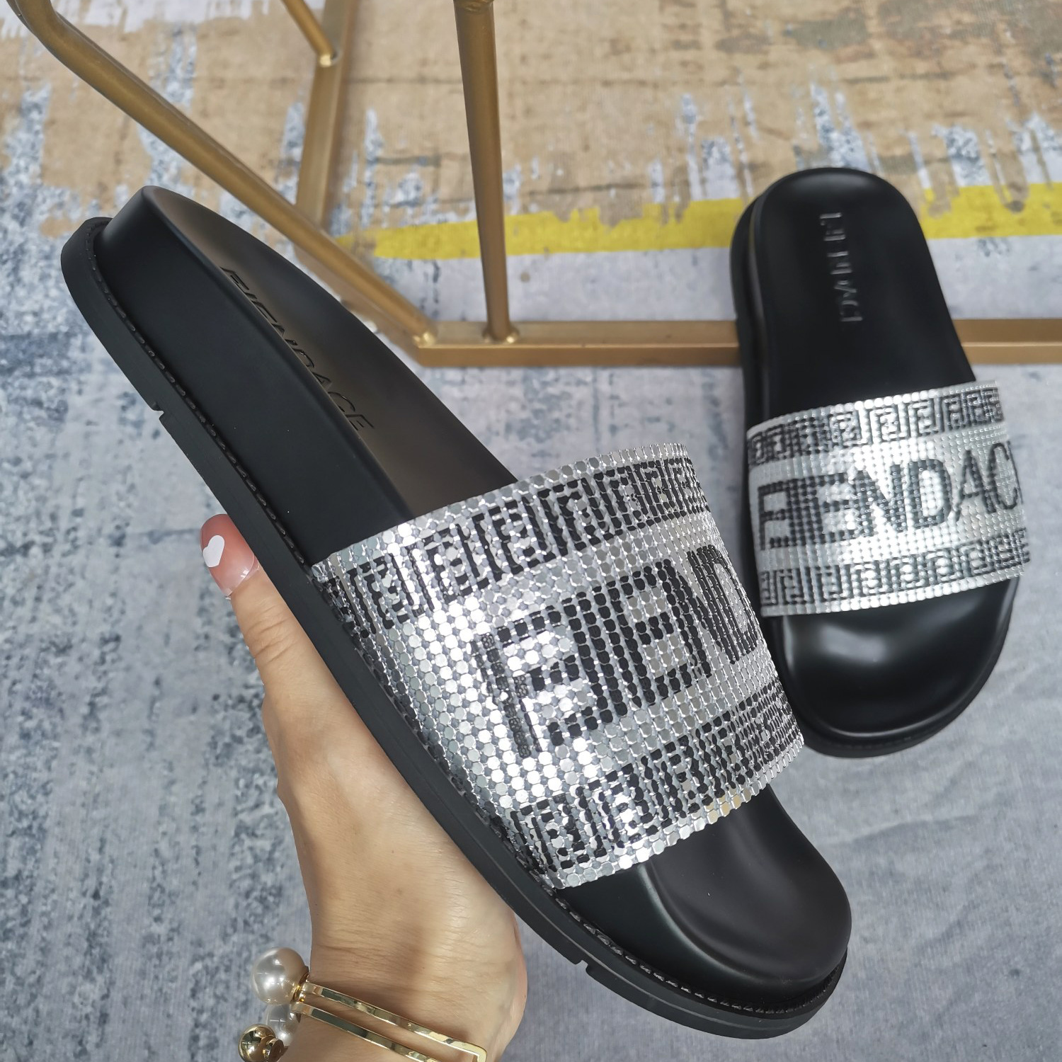 Versace x Fendi Fendace Logo Sandals  - DesignerGu