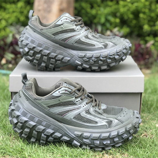 Balenciaga Defender Sneaker In Dark Green Mesh And Nylon - 
