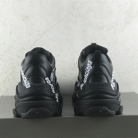 Balenciaga Triple S Logotype Sneaker In Black And White Technical Material - DesignerGu