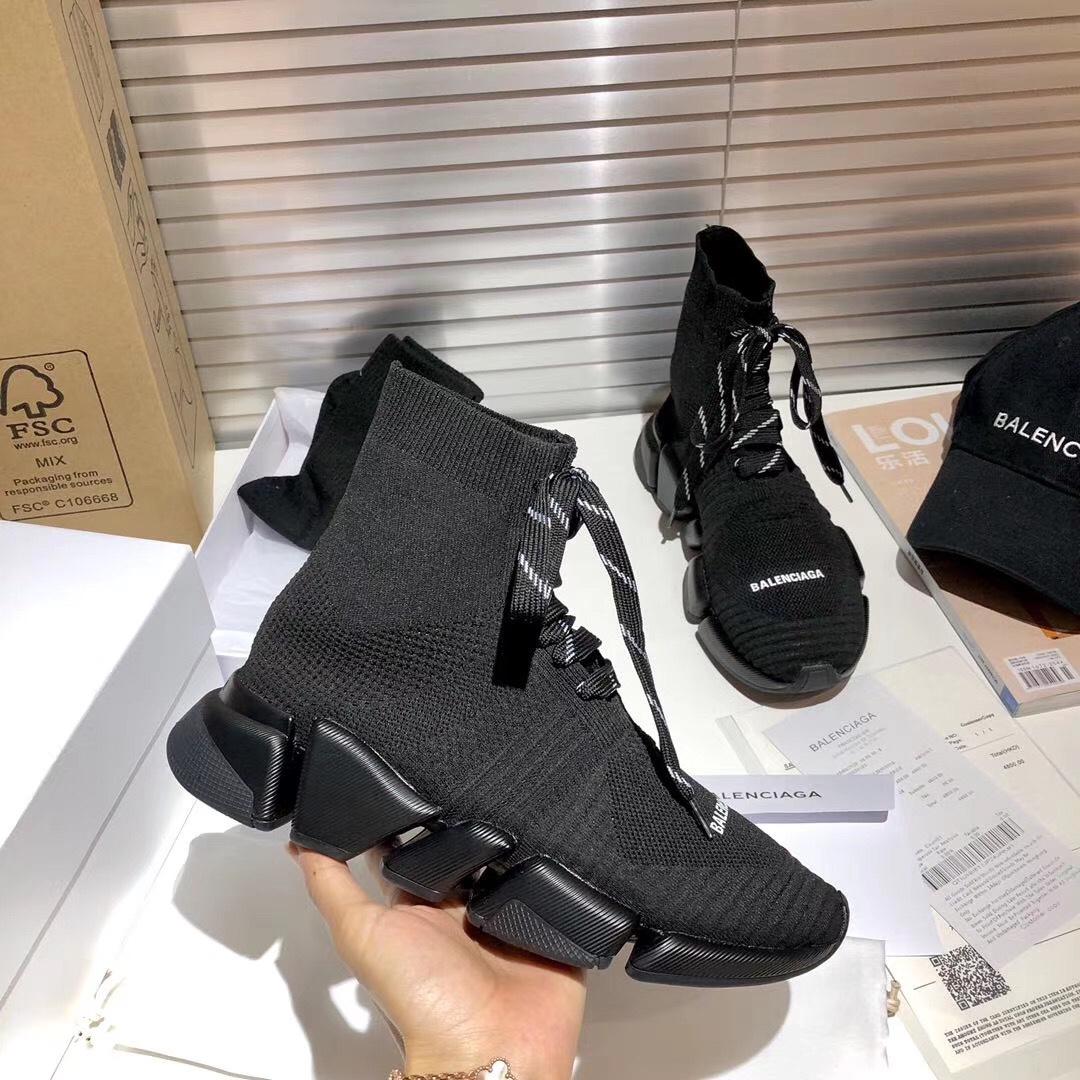 Balenciaga Speed 2.0 Lace-Up Sneaker In Black Recycled Knit - 
