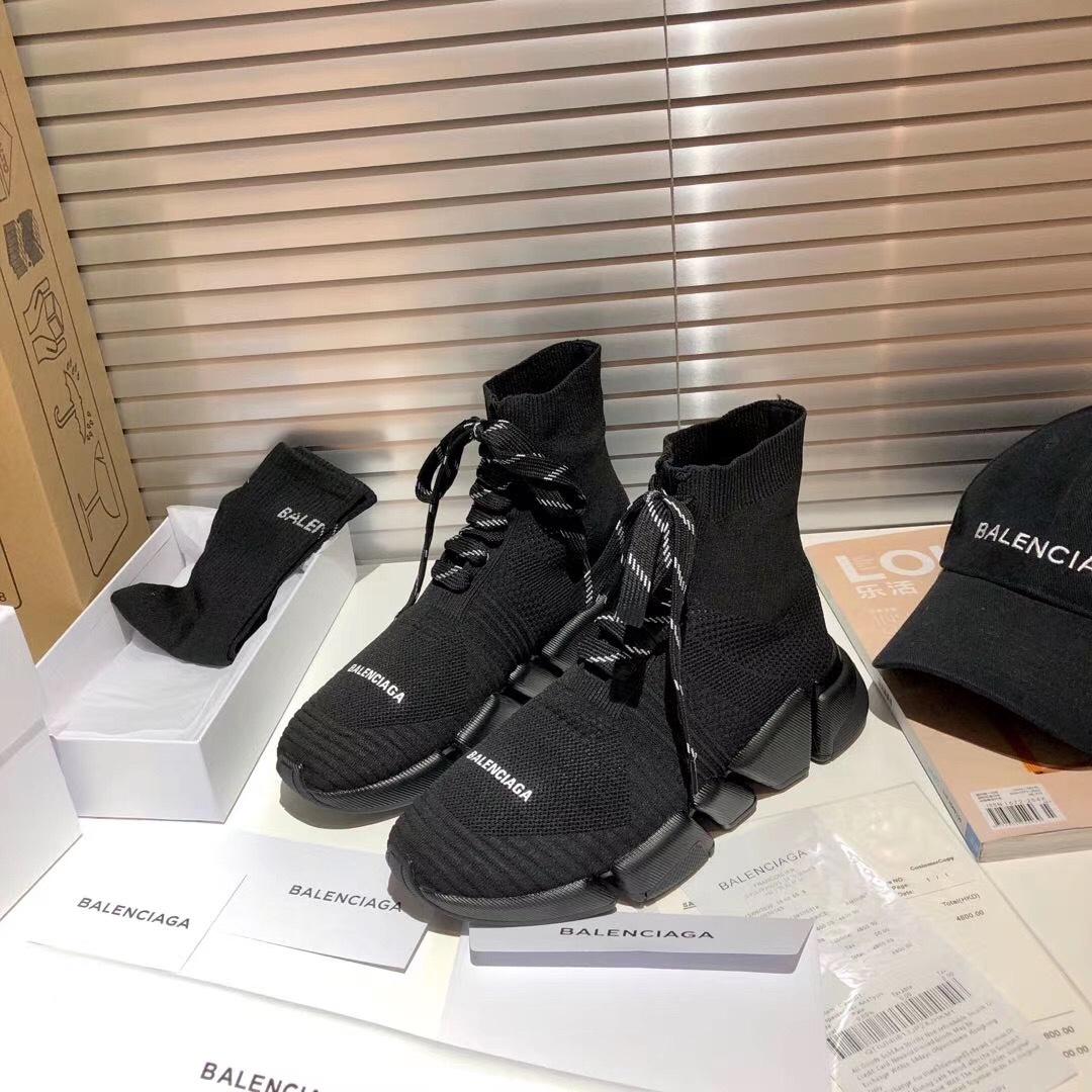 Balenciaga Speed 2.0 Lace-Up Sneaker In Black Recycled Knit - 