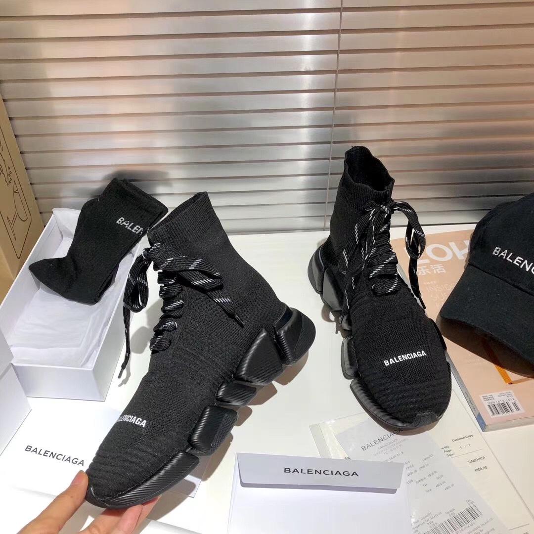 Balenciaga Speed 2.0 Lace-Up Sneaker In Black Recycled Knit - 