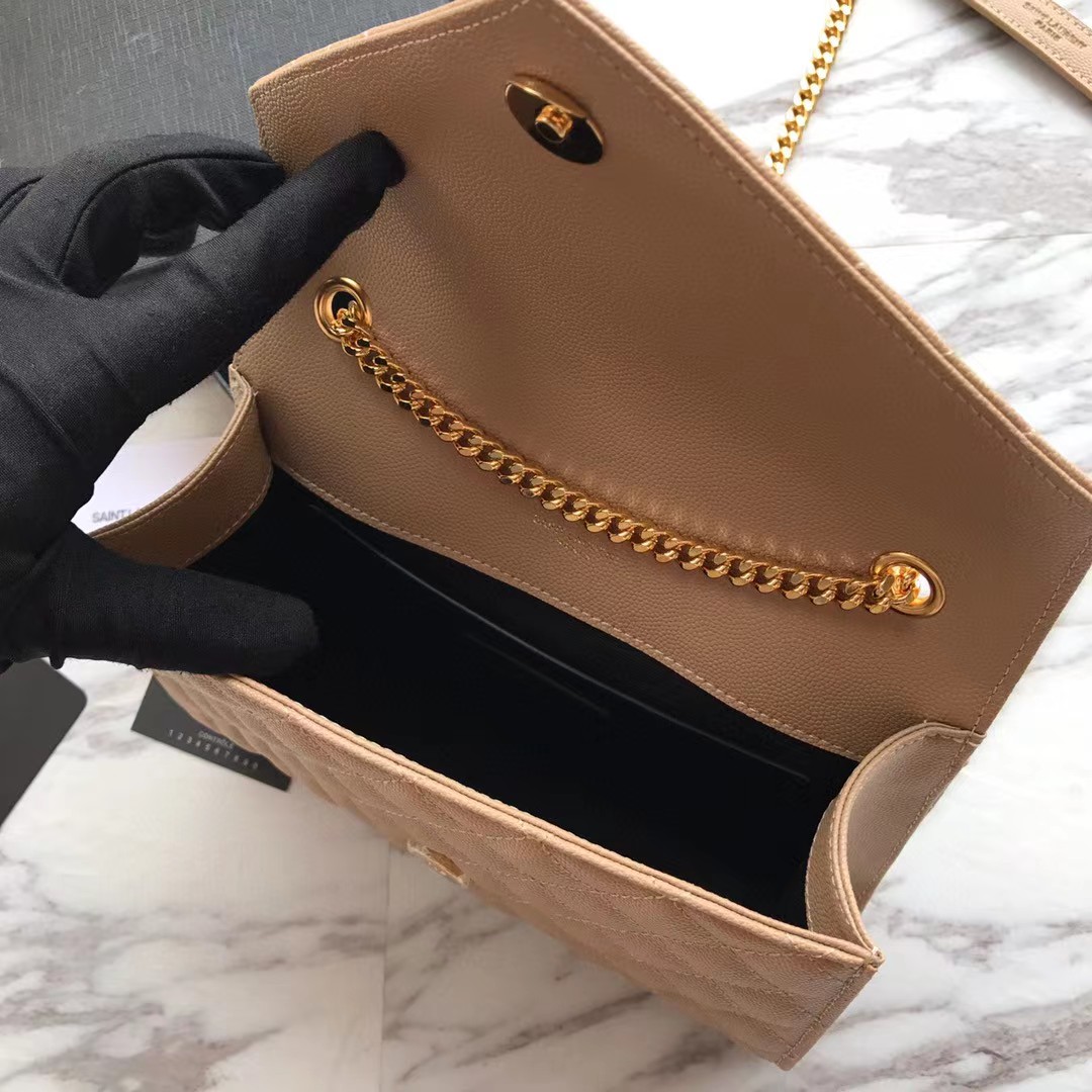 Saint Laurent Envelope Small Bag In Mix Matelasse Grain De Poudre Embossed Leather(21-13-6cm) - 