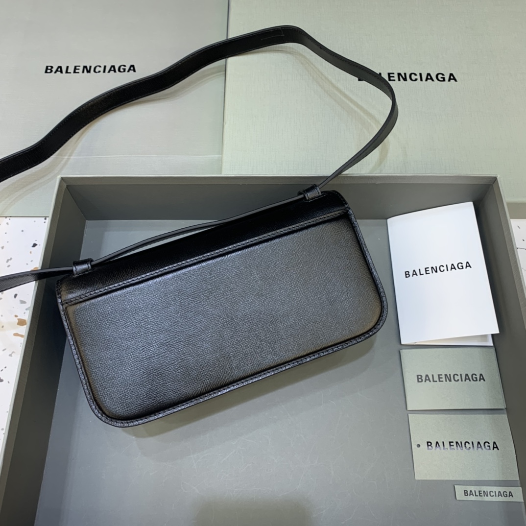 Balenciaga Women's Gossip Small Bag In Stripe Embossed Calfskin In Black(23.5-12.4-10.4cm) - 