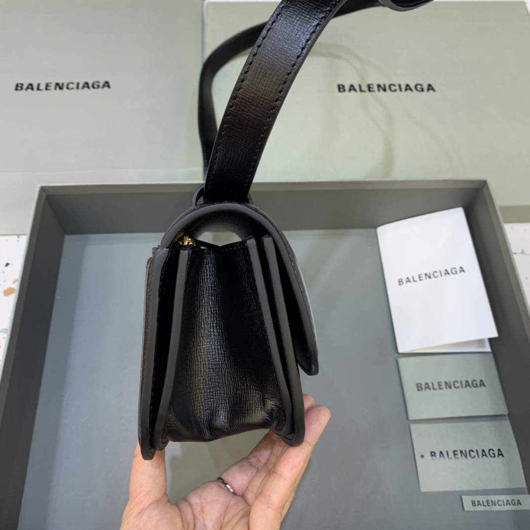 Balenciaga Women's Gossip Small Bag In Stripe Embossed Calfskin In Black(23.5-12.4-10.4cm) - 