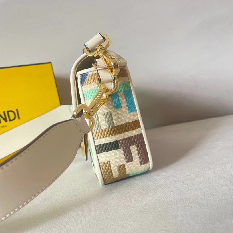 Fendi Baguette Multicolor Canvas Bag With FF Embroidery - DesignerGu
