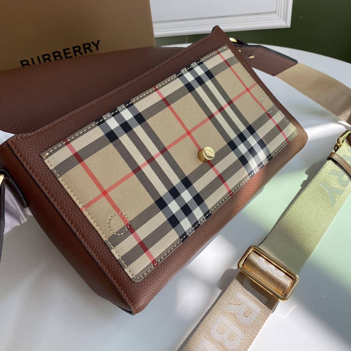 Burberry Vintage Check And Leather Note Crossbody Bag(25-18-8.5CM) - DesignerGu