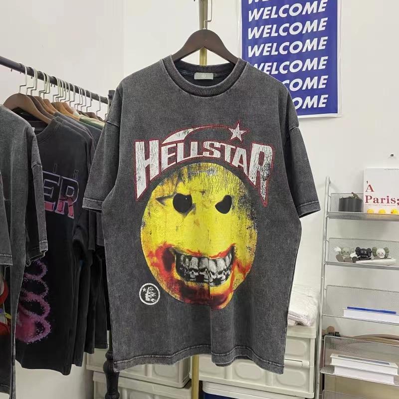 Hellstar Studios Evil Smile T-shirt Washed Black - DesignerGu