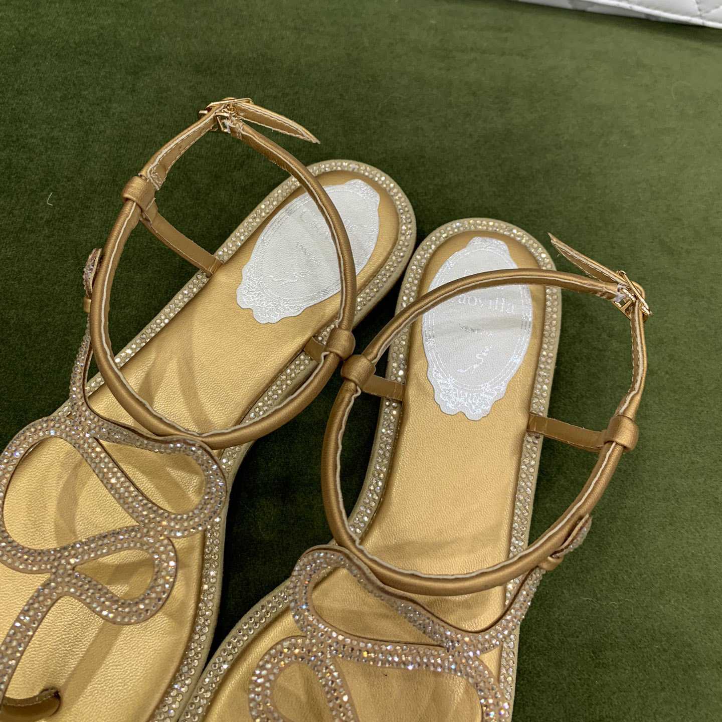 Rene Caovilla Snake Crystal Embellished Flat Sandals - 