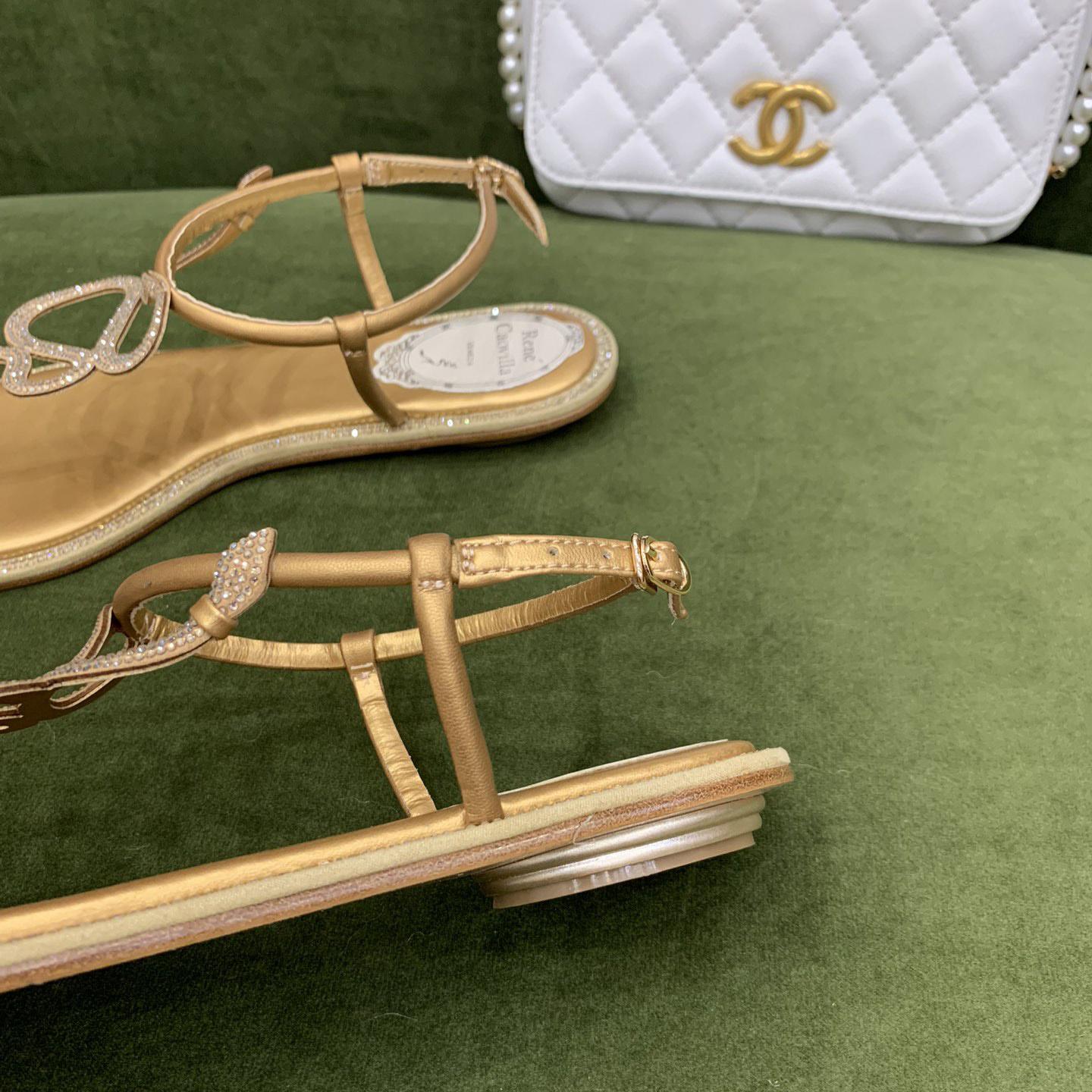 Rene Caovilla Snake Crystal Embellished Flat Sandals - 