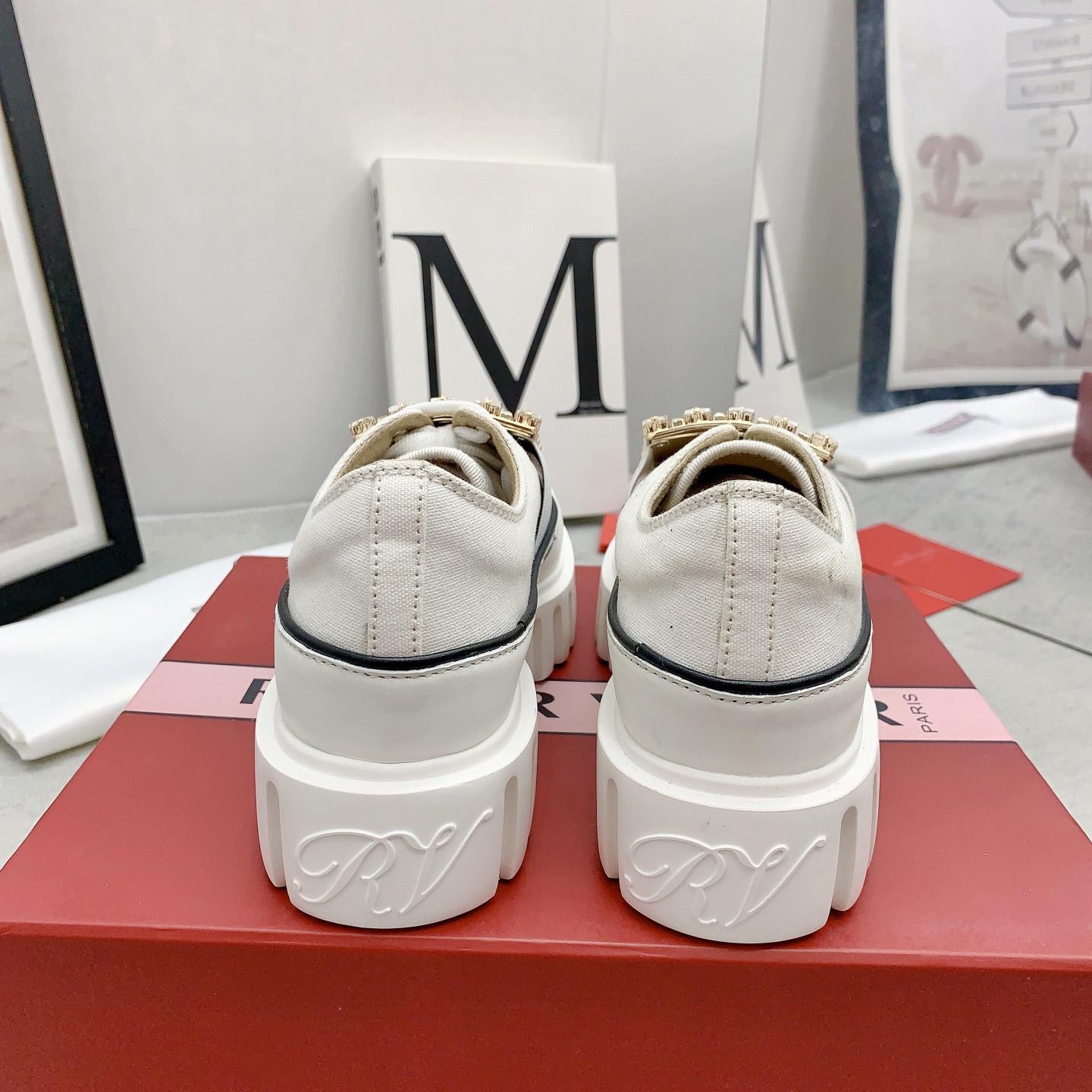 Roger Vivier Viv' Go-Thick Strass Buckle Slip-on Sneakers In Canvas - DesignerGu