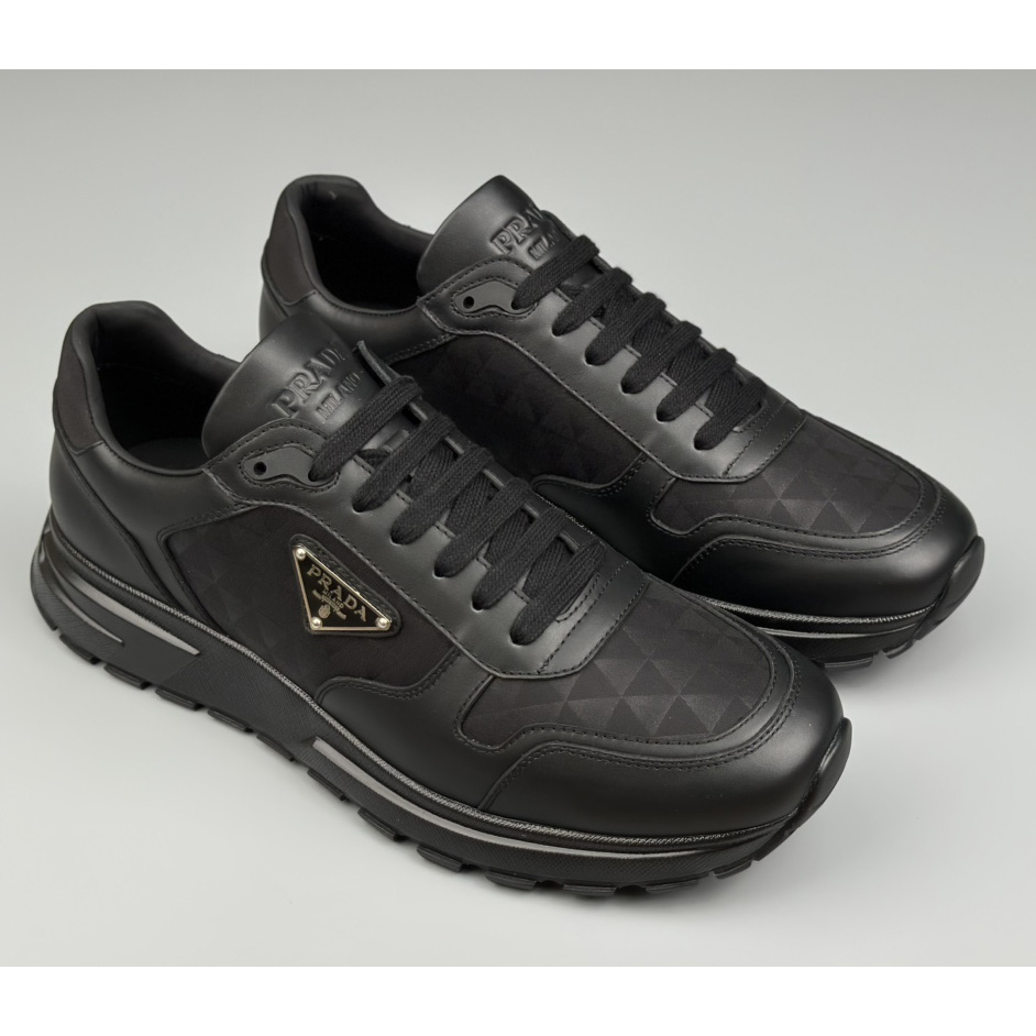 Prada Leather And Re-Nylon High-top Sneakers - DesignerGu