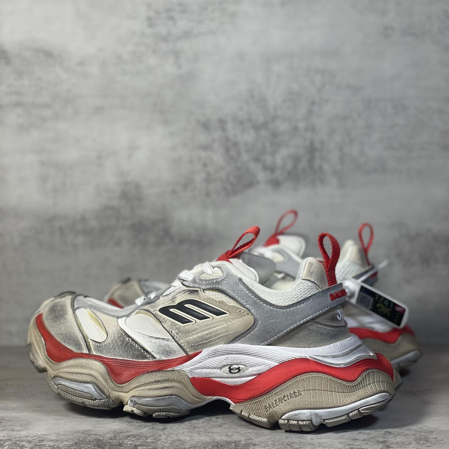 Balenciaga Cargo Sneaker In Beige, Grey And Red - 