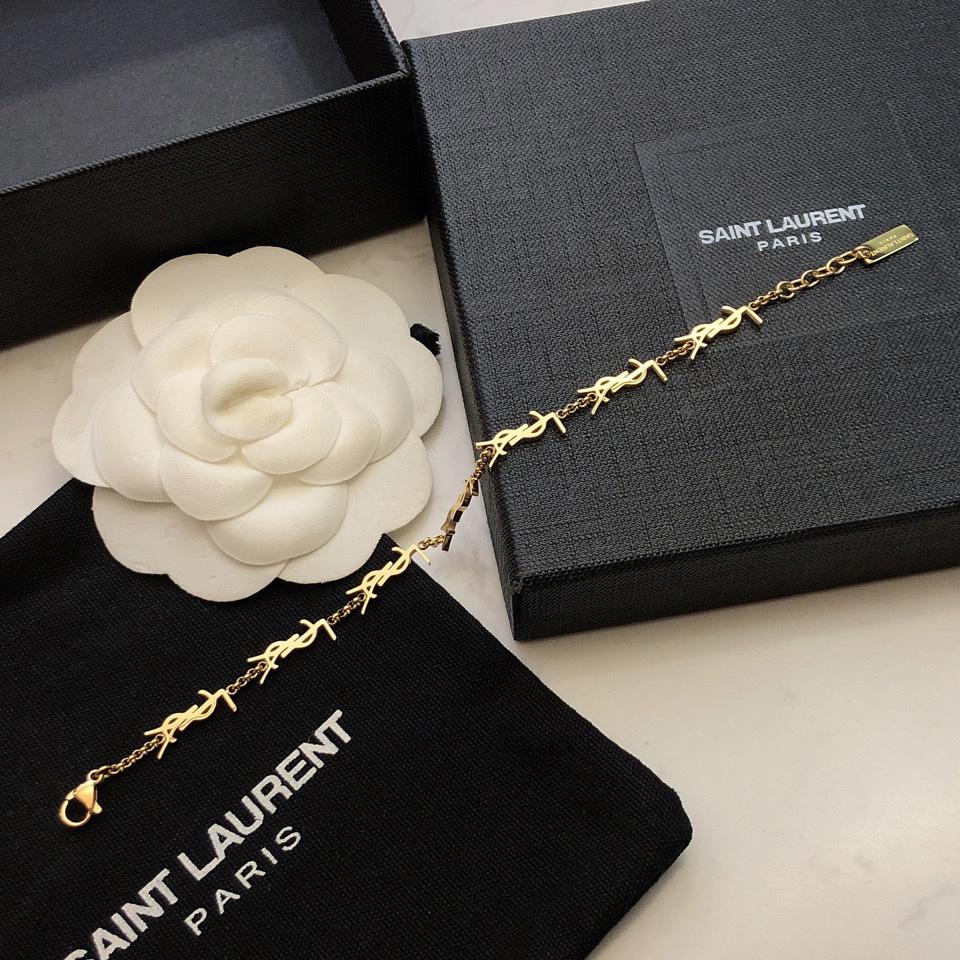 Saint Laurent Cassandre Multi-charm Bracelet In Metal - 