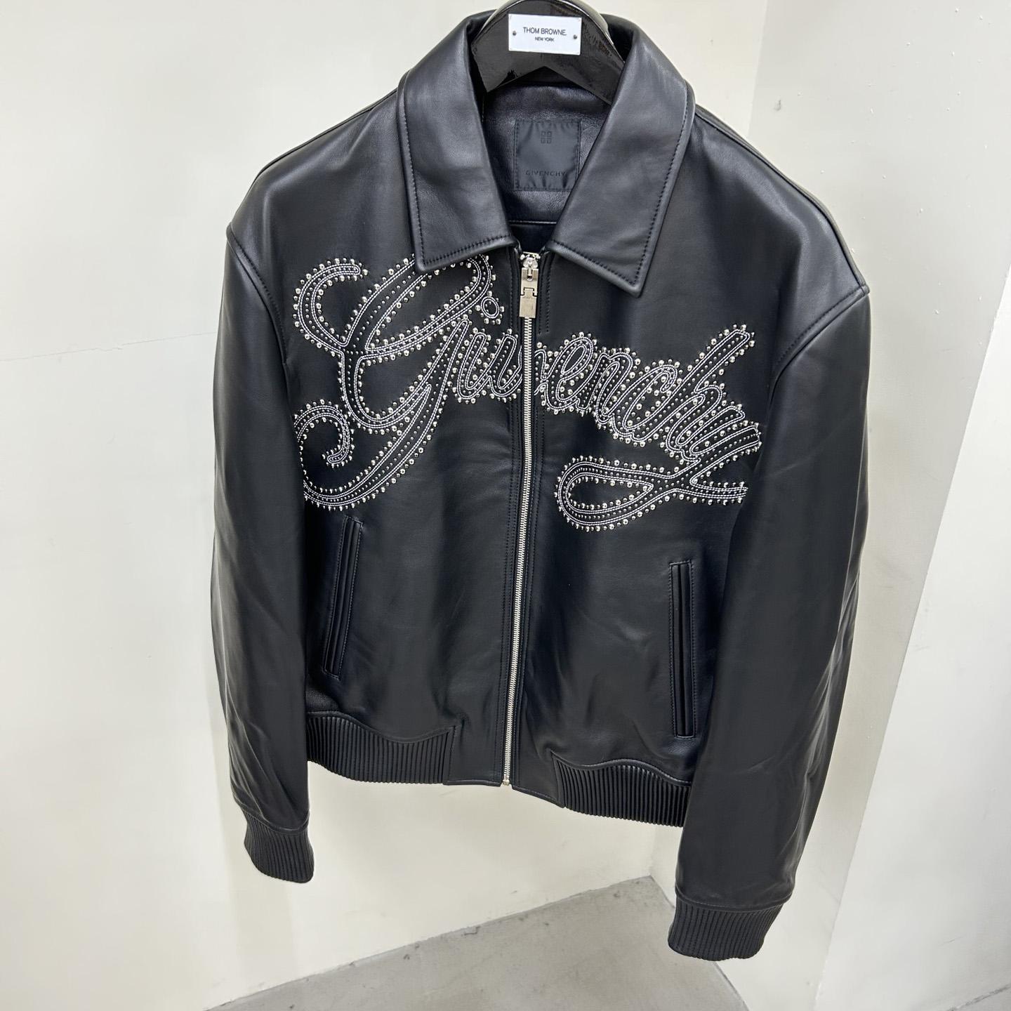 Givenchy Studded-logo Leather Jacket - DesignerGu