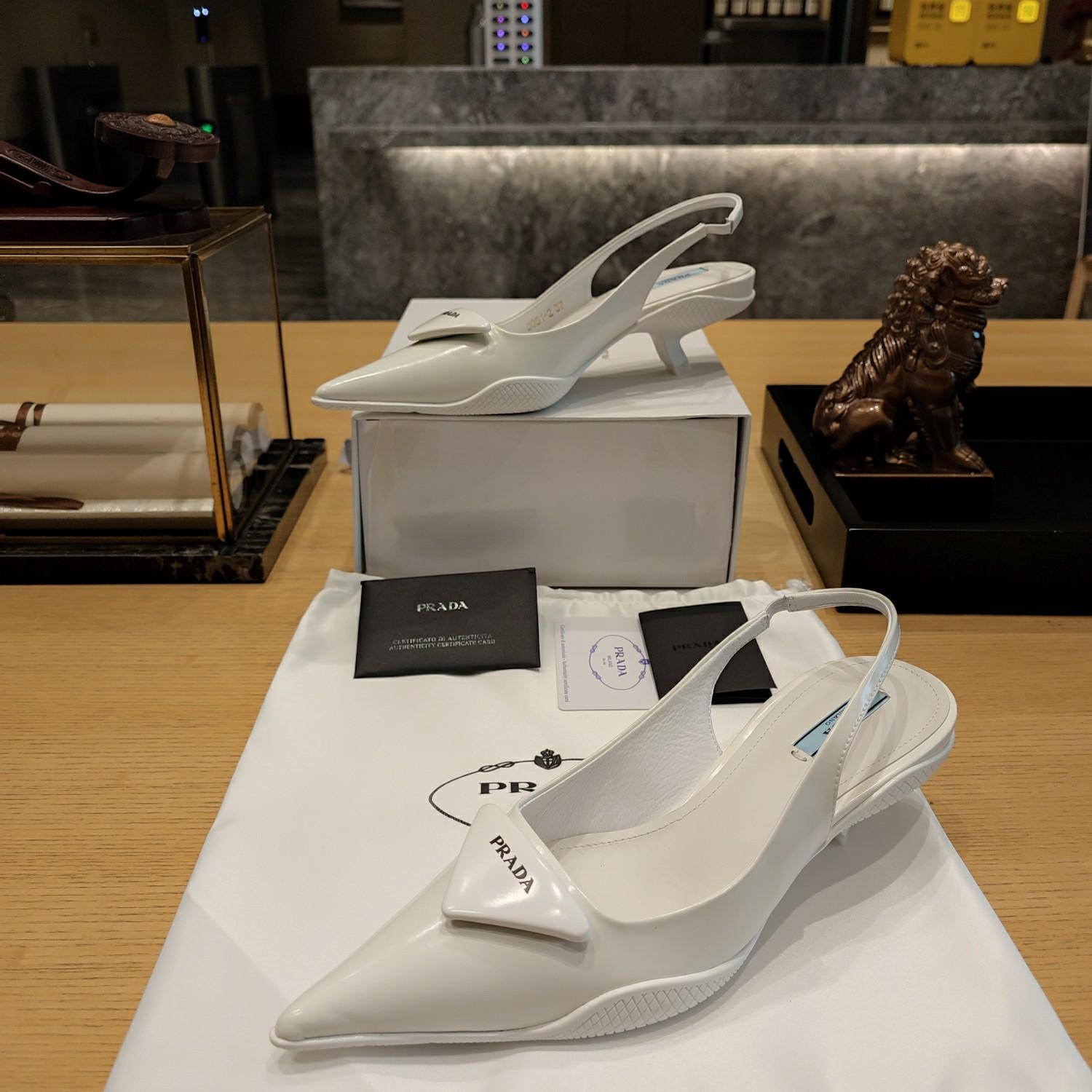 Prada Leather Slingback Pumps - 