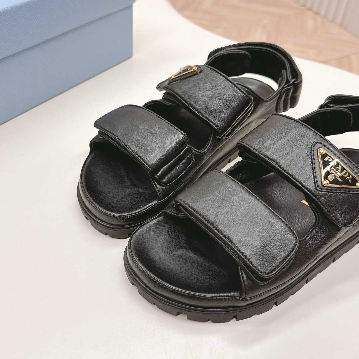Prada Flat Nappa Leather Sandals - 