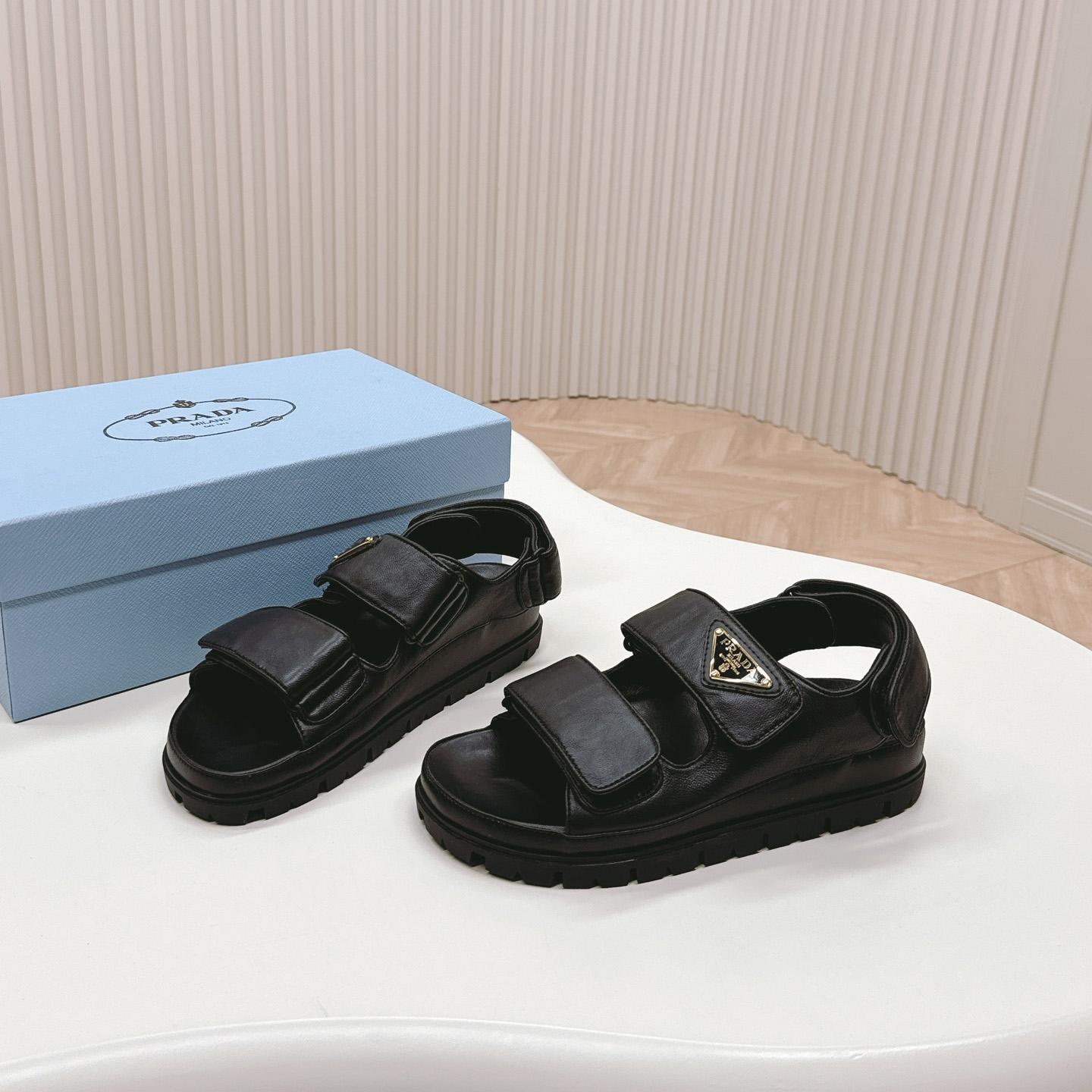 Prada Flat Nappa Leather Sandals - 