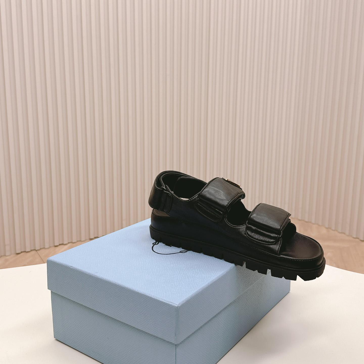 Prada Flat Nappa Leather Sandals - 