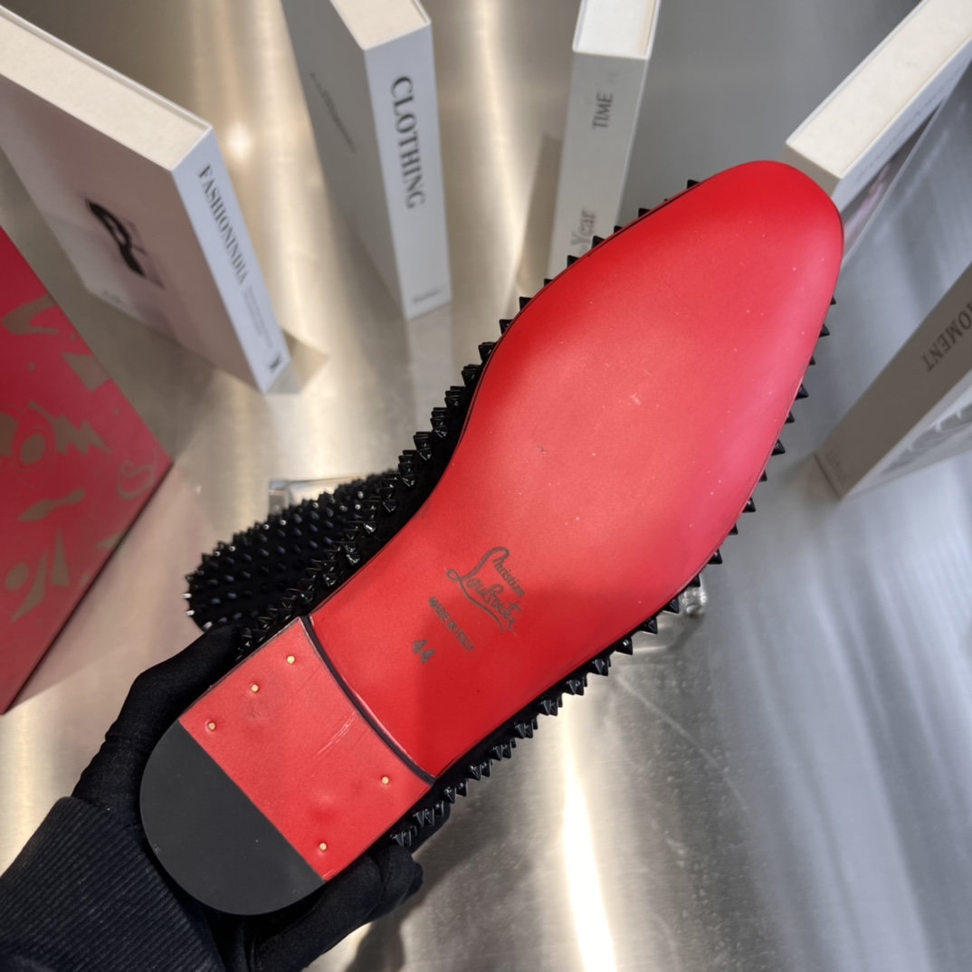 Christian Louboutin Black Dandelion Spikes Loafers - 