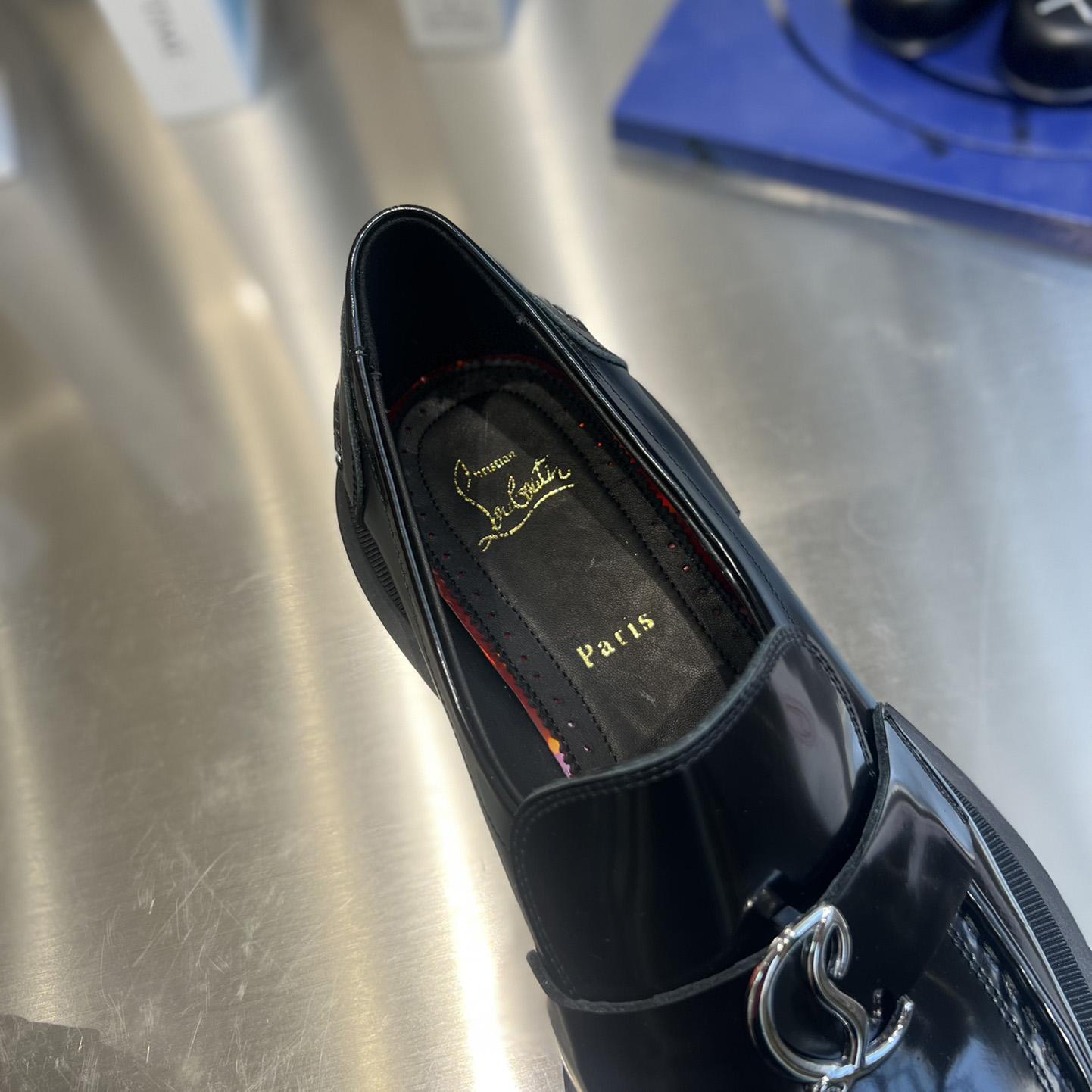 Christian Louboutin Women's Black Cl Moc Lug Leather Loafers - 